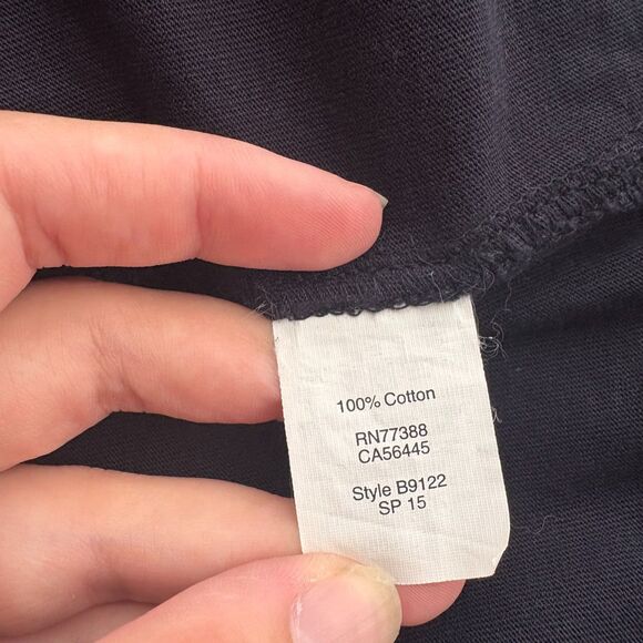 Madewell Oxford Panel Split Back Tee Shirt‎ Navy Blue Pinstripe Size Large - Picture 5 of 5